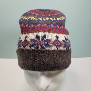American Eagle Outfitters Fair Isle Cuff Beanie Hat Wool Blend Multicolor